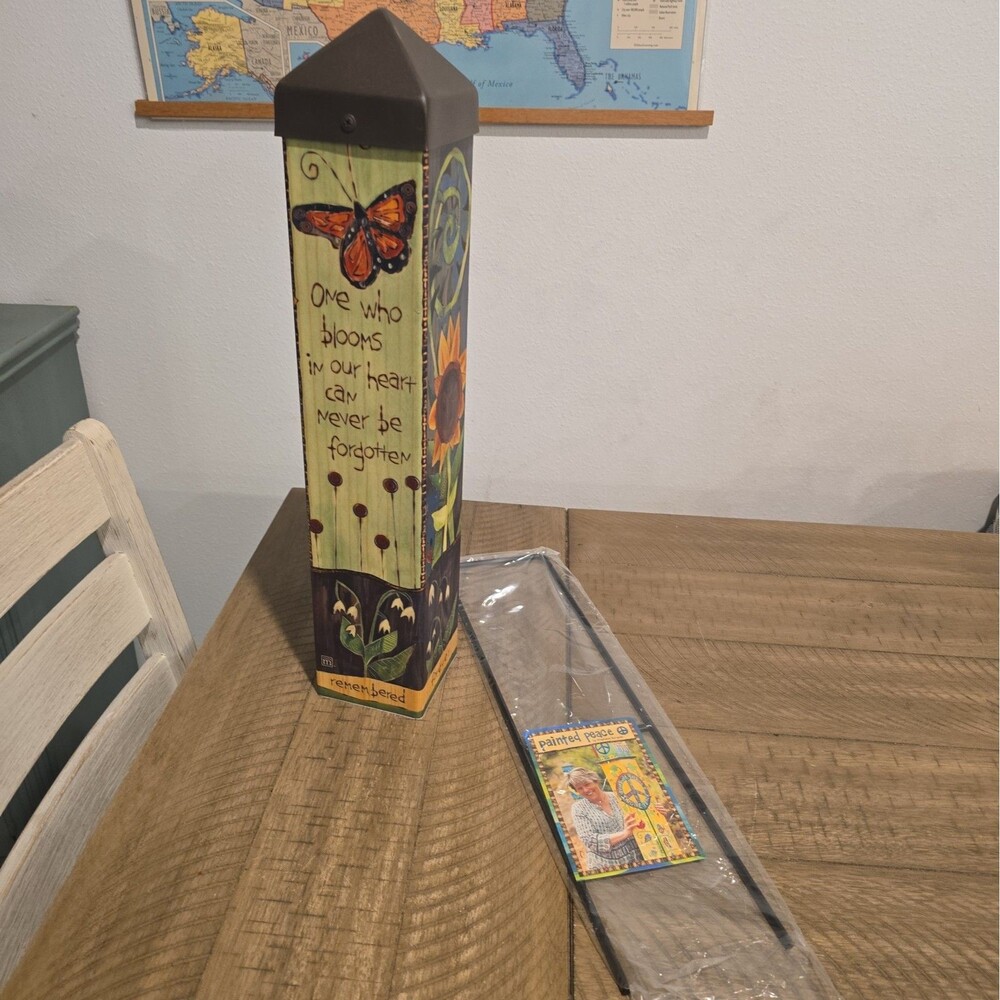 Studio M Art Pole Find Peace From Within Remembered Forever Sunflower Butterfly